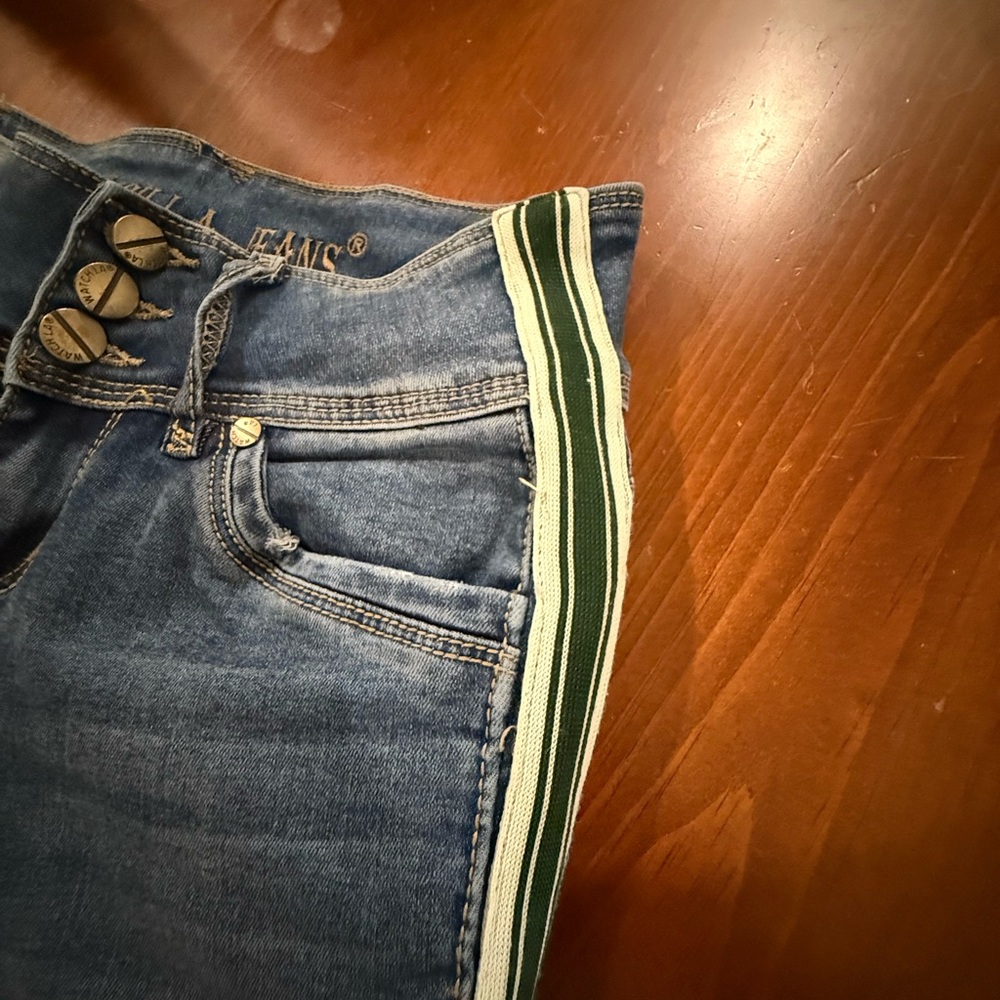Blue Jeans with Green Stripe